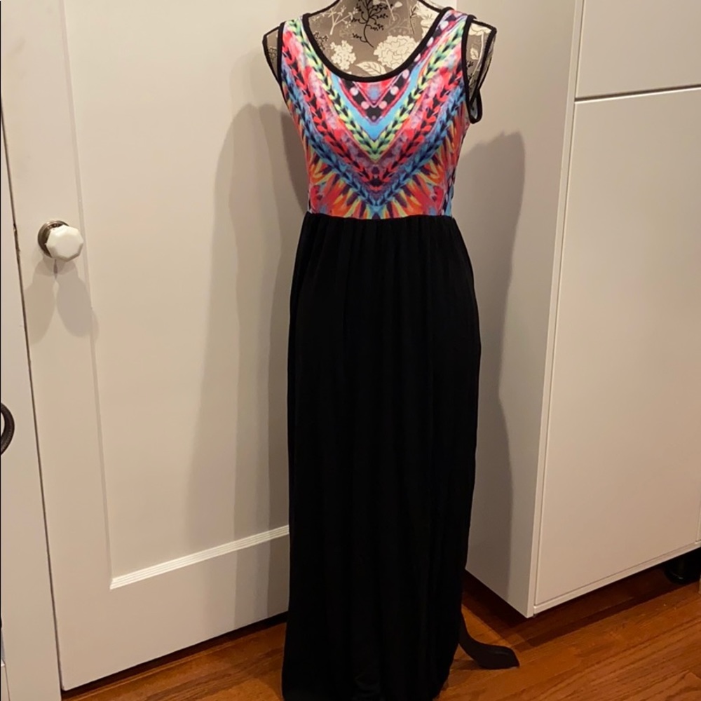 Long bright colored maxi dress